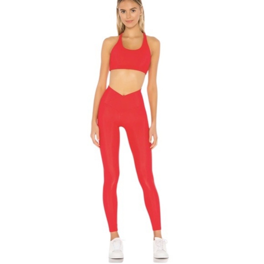 Beach Riot Rocky Rib High Rise Legging Red Yoga Active Compression Pants - Picture 5 of 11